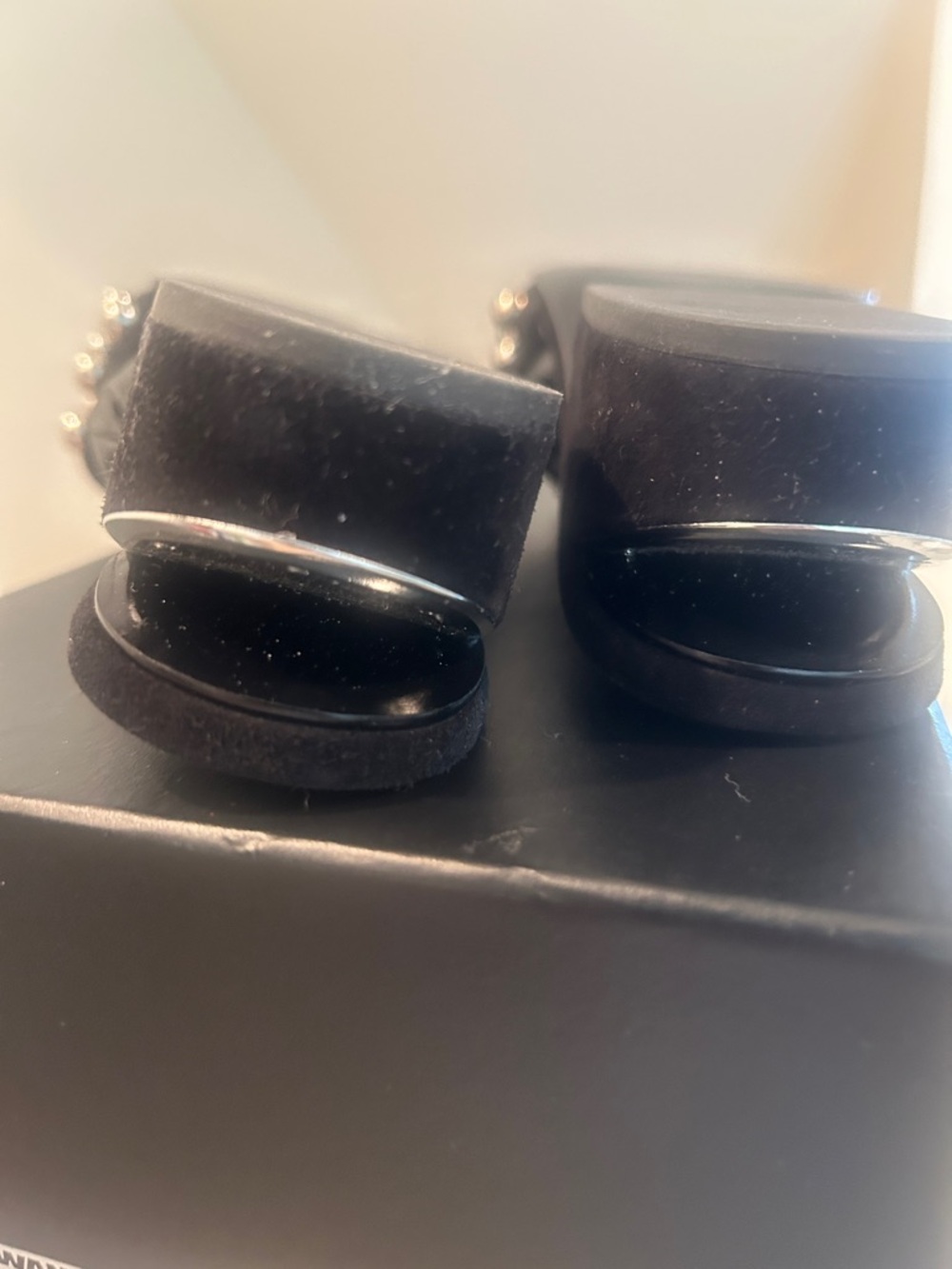 Alexander Wang Black SuedeStudded Slide Sandals - Picture 6 of 12
